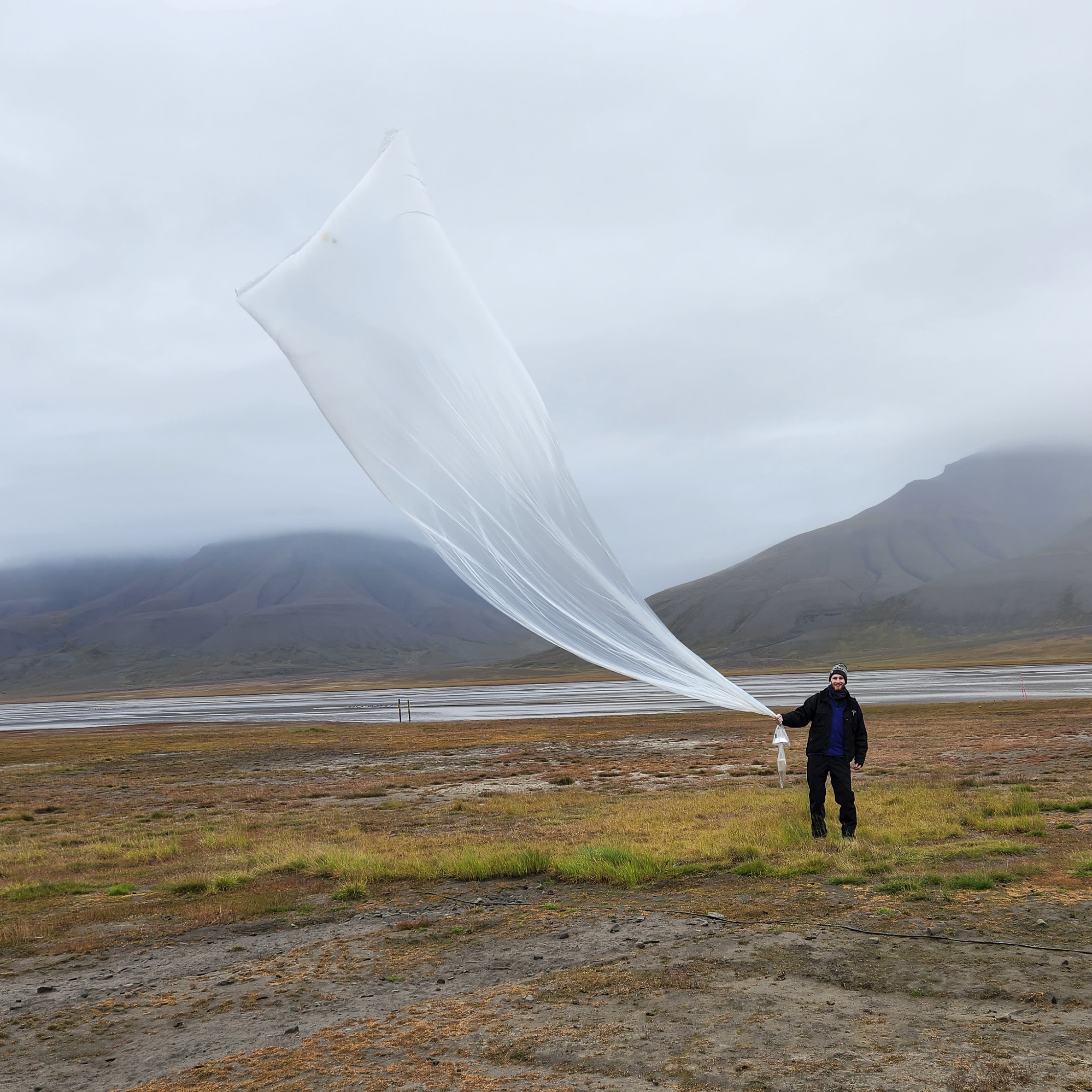 Kai with a WindBorne balloon